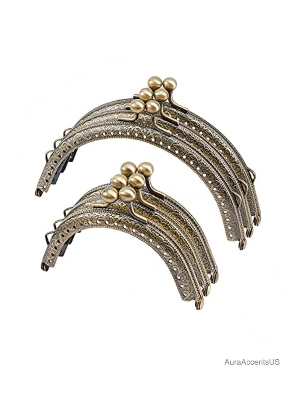 6 Pcs Purse Clasp Frames Two Sizes Metal Arch Clutch Lock DIY Sewing Craft -
